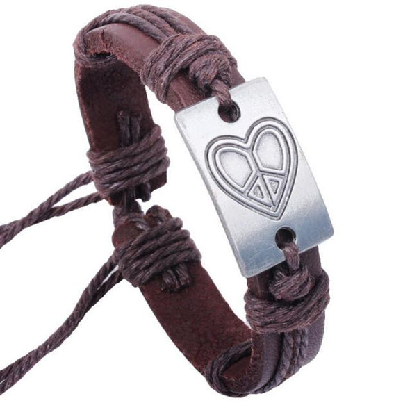 Heart shape Leather Bracelets Unisex Bracelets Cowhide Bracelets Wrist Chains - Shop Cali & Cole