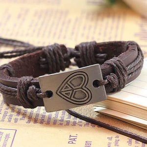 Heart shape Leather Bracelets Unisex Bracelets Cowhide Bracelets Wrist Chains - Shop Cali & Cole