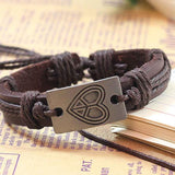 Heart shape Leather Bracelets Unisex Bracelets Cowhide Bracelets Wrist Chains - Shop Cali & Cole