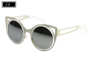 Brand Designer Sunglasses Chic Cat Eye Sun Glasses Mirrored Round Glasses Shades - Shop Cali & Cole