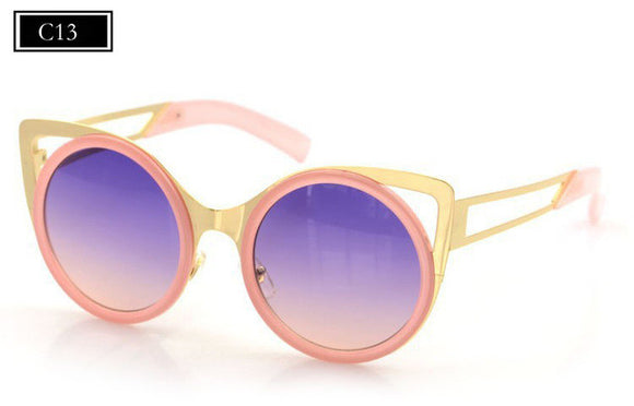 Brand Designer Sunglasses Chic Cat Eye Sun Glasses Mirrored Round Glasses Shades - Shop Cali & Cole