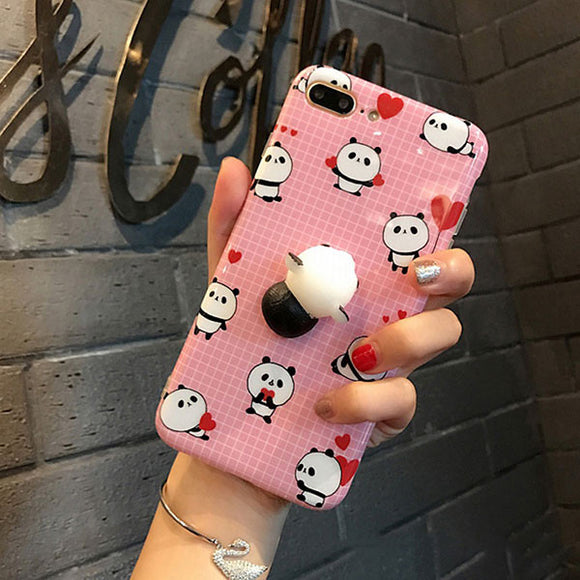 Soft Silicone Squishy Panda Phone Cover Case for iPhone 6 6S 7 Plus Stress relief Shell