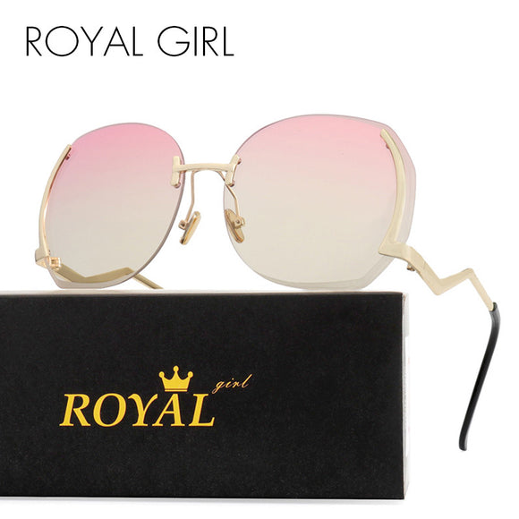 Royal Girl Unique Rimless Women Sunglasses Oval Oversized Cutting Lens Gradient Clear Lens ss144 - Shop Cali & Cole
