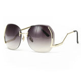 Royal Girl Unique Rimless Women Sunglasses Oval Oversized Cutting Lens Gradient Clear Lens ss144 - Shop Cali & Cole