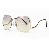 Royal Girl Unique Rimless Women Sunglasses Oval Oversized Cutting Lens Gradient Clear Lens ss144 - Shop Cali & Cole