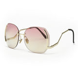Royal Girl Unique Rimless Women Sunglasses Oval Oversized Cutting Lens Gradient Clear Lens ss144 - Shop Cali & Cole