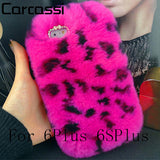 Fashion Fluffy Warm Soft Wool Rabbit Fur Cover Case For iPhone 5 6 6S 6 Plus 6S Plus Hair Plush Bling Diamond Crystal Bow Cases - Shop Cali & Cole