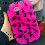 Fashion Fluffy Warm Soft Wool Rabbit Fur Cover Case For iPhone 5 6 6S 6 Plus 6S Plus Hair Plush Bling Diamond Crystal Bow Cases - Shop Cali & Cole
