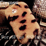 Fashion Fluffy Warm Soft Wool Rabbit Fur Cover Case For iPhone 5 6 6S 6 Plus 6S Plus Hair Plush Bling Diamond Crystal Bow Cases - Shop Cali & Cole