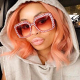 Crystal Rim Women Sunglasses Retro Brand Desginer Square Oversize Sun Glasses ss310 - Shop Cali & Cole