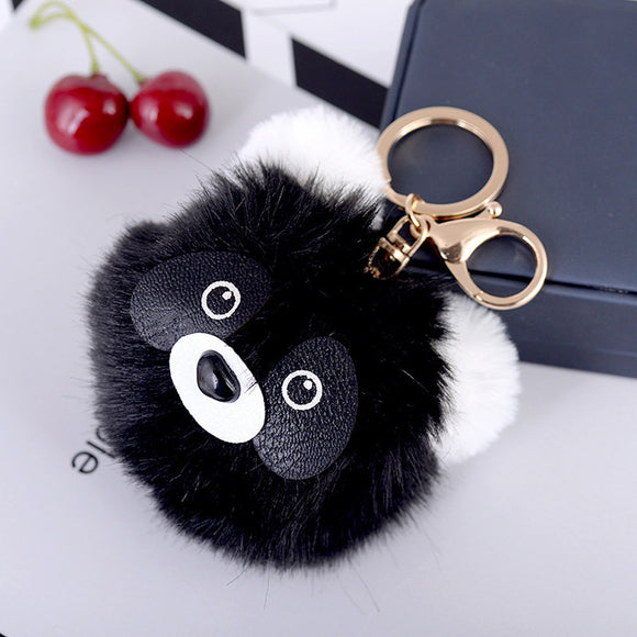 Cute Panda Fur Ball Cell Phone Car Keychain Pendant Handbag Charm Key Ring - Shop Cali & Cole