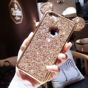 Glitter Sequins Mouse Ears Phone Cases For iPhone 7 6 6s Plus & For Samsung Galaxy S8 S7 S6 edge