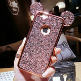 Glitter Sequins Mouse Ears Phone Cases For iPhone 7 6 6s Plus & For Samsung Galaxy S8 S7 S6 edge