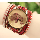 PICK YOUR BAND COLOR: Velvet Diamond Bracelet Watch High Elephant Pattern