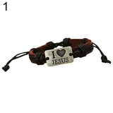 I Love Jesus Brown Leather Bracelet -Pick your color rope - Shop Cali & Cole