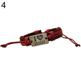 I Love Jesus Brown Leather Bracelet -Pick your color rope - Shop Cali & Cole
