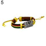I Love Jesus Brown Leather Bracelet -Pick your color rope - Shop Cali & Cole