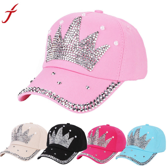 New Fashion Unisex Baseball Cap Rhinestone Crown Shaped Boy Girls Snapback Hat Casquette hat Sports Outdoors Cap - Shop Cali & Cole