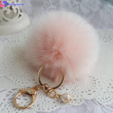 Rabbit Fur Ball Keychain Bag Plush Car Key Ring Car Key Pendant - Shop Cali & Cole