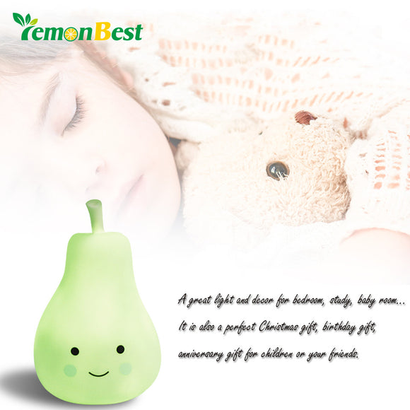 Lemonbest Cute Pear Shape LED Night Light Beside Table Lamp Battery Included luminary for Baby Child Bedroom Lighting Decor Gift - Shop Cali & Cole