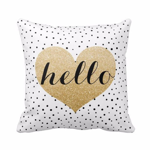 Case Only: Black Polka Dot Gold Heart 