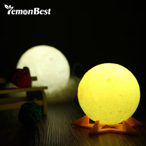 LemonBest Novelty 3D Full Moon Light Night Rechargeable Print Simple Personality Lunar Desk Lamp Christmas Decoration Dia 8/10cm - Shop Cali & Cole