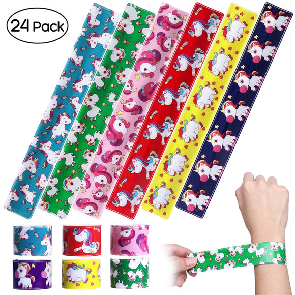 IBASETOY 6Pcs Unicorn Print Slap Bracelets Circle Wristbands Party Favors Goody Bag Toys for Kids Boys Girls - Shop Cali & Cole