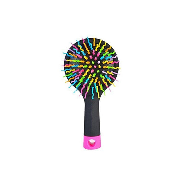 Rainbow Volume Anti-static Magic Hair Curl Straight Massage Comb Brush with Back Mirror - Shop Cali & Cole