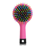 Rainbow Volume Anti-static Magic Hair Curl Straight Massage Comb Brush with Back Mirror - Shop Cali & Cole