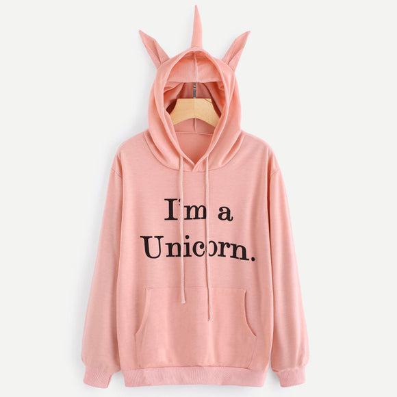 Womens Unicorn Print Long Sleeve Hoodie Sweatshirt Jumper Hooded Pullover Tops - Shop Cali & Cole