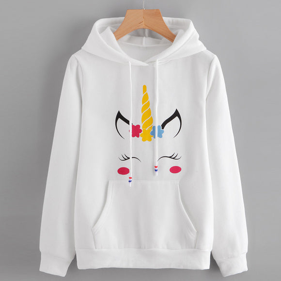 Womens Unicorn Print Long Sleeve Hoodie Sweatshirt Jumper Hooded Pullover Tops - Shop Cali & Cole